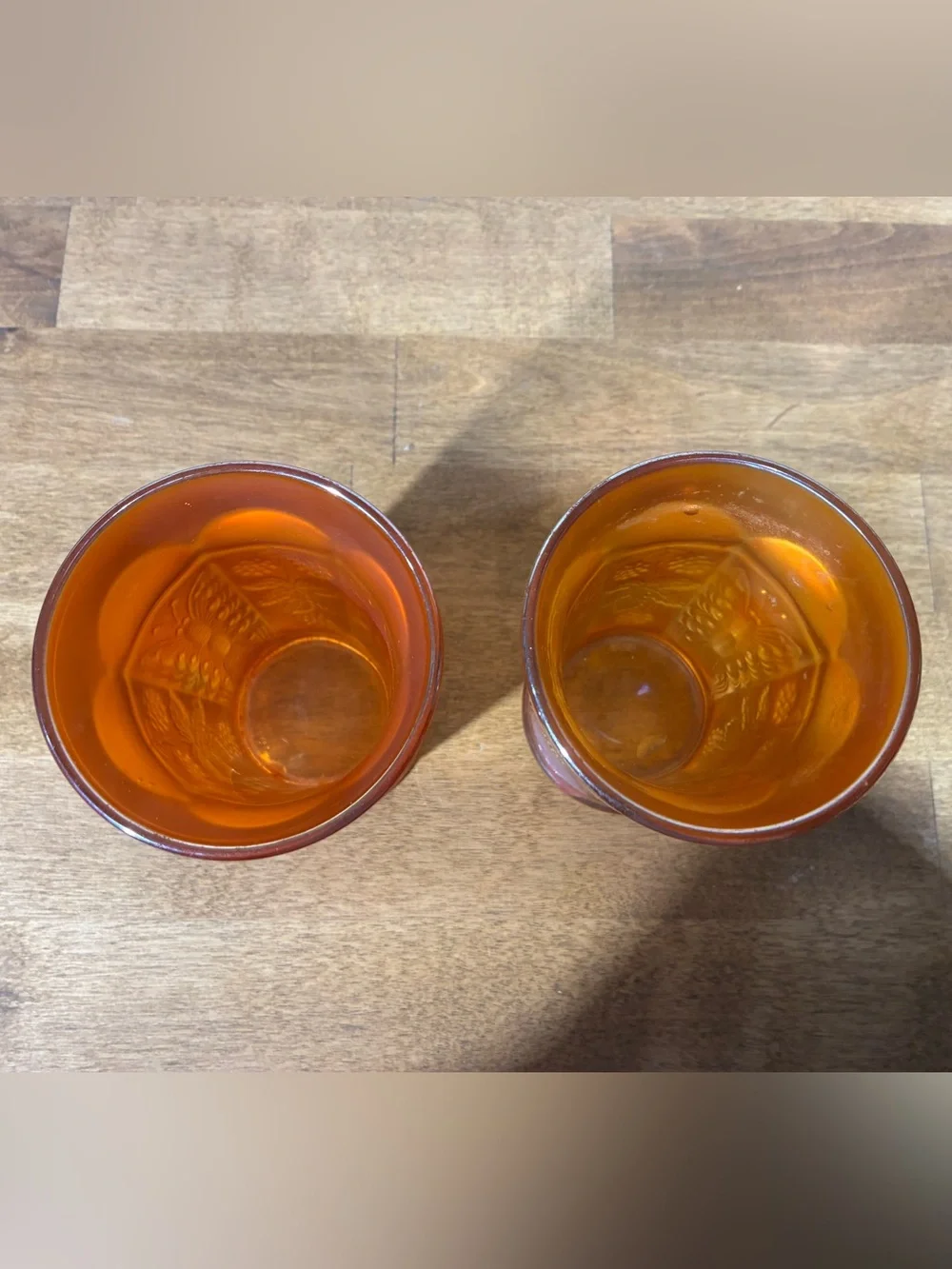 Fenton Butterfly & Berry Marigold Carnival Glass Tumblers Set of 2 Vintage